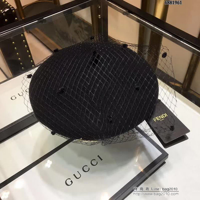 FENDI芬迪 代購品質 爆新款 網紗格子貝雷帽 6881961 LLWJ6766
